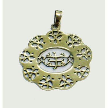 Pendentif signe oval argenté