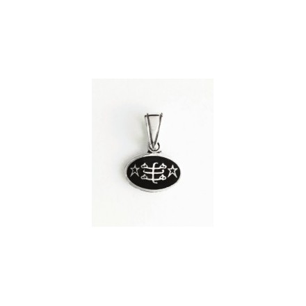 Pendentif argent signe oval bleu foncé