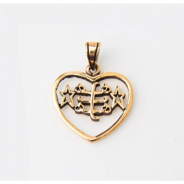 Pendentif toc doré coeur & signe