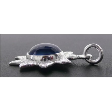 Pendentif argent Tournesol bleu  étoile 9 branches & symbole