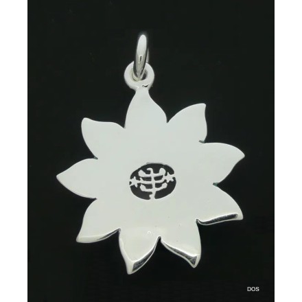 Pendentif argent Tournesol bleu  étoile 9 branches & symbole