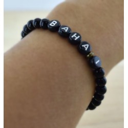 Bracelet mot 'BAHAI' perles noires