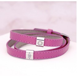 Bracelet nylon gris avec pendentif or rose signe & étoile 9 branches