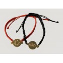 Bracelet nylon noir/rouge avec pendentif plaqué or  signe & étoile 9 branches