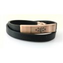 Bracelet nylon gris avec pendentif or rose signe & étoile 9 branches