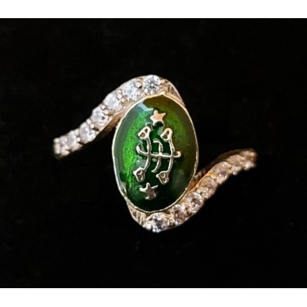 Bague argent femme verte