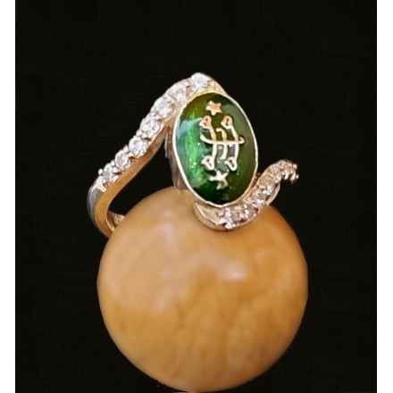 Bague argent femme verte
