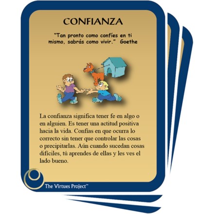 Le Projet des vertus, Cartes pour éducateurs, Version Espagnole